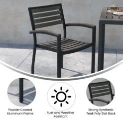 Emma And Oliver Set Of 2 Stackable All-Weather Aluminum Patio Chairs With Faux Teak Slats -Home office GUEST 00f8804a 64fe 4209 b77a bc1a58ffe345