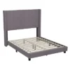 Emma And Oliver Upholstered Platform Bed With Vertical Channel Stitch Detail And Engineered Wood Frame - No Box Spring Required