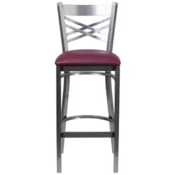 Emma And Oliver 2 Pack Clear Coated "X" Back Metal Restaurant Barstool -Home office GUEST 0190d21a e08f 4597 9c18 8de0f31095a1