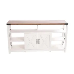 Emma And Oliver Modern Rustic Farmhouse Media Console Cabinet With Spacious Open And Closed Storage -Home office GUEST 01f3e0d3 ed85 42a6 bb5b ec6aca9c6ed5