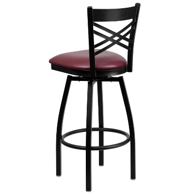 Emma And Oliver 2 Pack "X" Back Swivel Metal Barstool 2 Emma And Oliver 2 Pack "X" Back Swivel Metal Barstool - Image 2