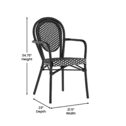 Emma & Oliver Colmar Indoor/Outdoor Stacking Thonet Bistro Style Chair With Arms, PE Rattan Seat And Finished Metal Frame -Home office GUEST 02a71385 42c0 41f6 ad04 45fa46b63c89