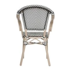 Emma & Oliver Massalia Set Of Two Indoor/Outdoor Stacking Thonet Bistro Style Chairs With Arms, Textilene Seat And Bamboo Finished Metal Frame -Home office GUEST 02c63ad4 fc79 4e10 96de f0e114511b75