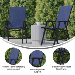 Emma And Oliver Outdoor Folding Patio Sling Chair / Portable Chair (2 Pack) -Home office GUEST 0380e978 3d42 4a7d 90eb cd94f5c9b605