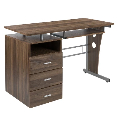 Emma And Oliver Desk With Three Drawer Single Pedestal And Pull-Out Keyboard Tray 10 Emma And Oliver Desk With Three Drawer Single Pedestal And Pull-Out Keyboard Tray - Image 10