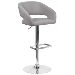 Emma And Oliver Shae Contemporary Upholstered Adjustable Height Barstool With Rounded, Cutout Mid-Back And Pedestal Base -Home office GUEST 0454829c 0fc0 47cb 8ebb 9c827616ad73
