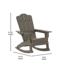 Emma And Oliver Adirondack Rocking Chair With Cup Holder, Weather Resistant HDPE Adirondack Rocking Chair In Brown -Home office GUEST 059dea64 2d0c 40a3 844f 8be5e75448e6