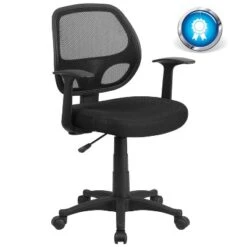 Emma And Oliver Mid-Back Black Mesh Swivel Task Office Chair With T-Arms -Home office GUEST 05d4eae9 eda6 473d 83e5 4082e0b28b4e