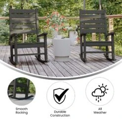 Emma And Oliver Set Of 2 Contemporary Rocking Chairs, All-Weather HDPE Indoor/Outdoor Rockers -Home office GUEST 05db8315 39fa 4336 ba2e 9171d2943680