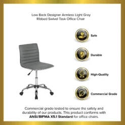 Emma And Oliver Low Back Designer Armless Ribbed Swivel Task Office Chair 30 Emma And Oliver Low Back Designer Armless Ribbed Swivel Task Office Chair -Home office GUEST 0631b47a d270 49cc 9360 56641228645b