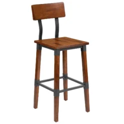 Emma And Oliver 4 Pack Commercial Grade Rustic Walnut Industrial Style Wood Dining Barstool -Home office GUEST 0694f187 781c 480f b11e ba914dd93818
