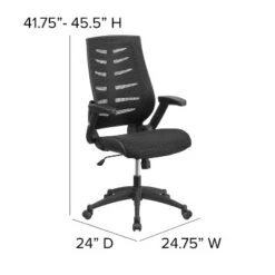 Emma And Oliver High Back Black Mesh Swivel Ergonomic Office Chair With Adjustable Flip-Up Arms -Home office GUEST 07369e61 888c 41bb 916d 9d31352f5243