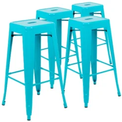Emma And Oliver 4 Pack 30" High Metal Indoor Bar Stool - Stackable Stool -Home office GUEST 073f09cc 704c 4510 9e22 fa24c1856aad