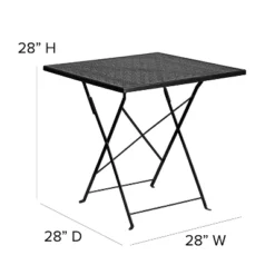 Emma And Oliver Commercial Grade 28" Square Colorful Metal Garden Patio Folding Patio Table -Home office GUEST 07e85f0e f566 4720 b5ff cc39d7441720