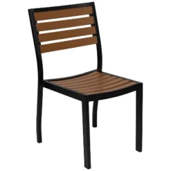Emma And Oliver 2 Pack Outdoor Faux Teak Side Chair With Poly Slats - Teak Patio Chair -Home office GUEST 08055bb5 c74b 40ab 9706 8a07600318e5