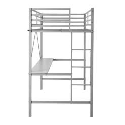 Emma And Oliver Metal Loft Bed Frame With Desk, Protective Guard Rails And Ladder For Kids, Teens And Adults -Home office GUEST 08223e53 828e 426e 854b 7bb950ff8279