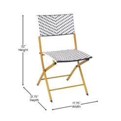 Emma And Oliver Three Piece Folding French Bistro Set In PE Rattan With Metal Frames For Indoor And Outdoor Use -Home office GUEST 0899cffc a81a 453d b59e 287fecd4a09d