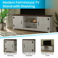 Emma And Oliver 59 Inch Barn Door TV Stand Fits Up To 65" TV's With Adjustable Shelf 16 Emma And Oliver 59 Inch Barn Door TV Stand Fits Up To 65" TV's With Adjustable Shelf -Home office GUEST 0966259a d9a7 4080 a6a4 faac8f457969