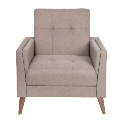 Emma And Oliver Upholstered Mid-Century Modern Arm Chair With Tufted Seat And Back, Pocket Spring Support And Wooden Legs 8 Emma And Oliver Upholstered Mid-Century Modern Arm Chair With Tufted Seat And Back, Pocket Spring Support And Wooden Legs - Image 8