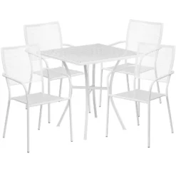 Emma And Oliver Commercial Grade 28" Square Metal Garden Patio Table Set W/ 4 Square Back Chairs -Home office GUEST 0a4a94c3 90b7 47ab 8055 30330b0fc5fb