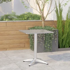 Emma And Oliver 23.5" Square Aluminum Indoor-Outdoor Table