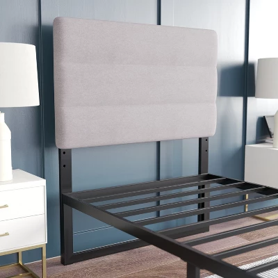Emma And Oliver Modern Upholstered Headboard With Horizontal Line Stitching And Adjustable Height Rails 4 Emma And Oliver Modern Upholstered Headboard With Horizontal Line Stitching And Adjustable Height Rails - Image 4