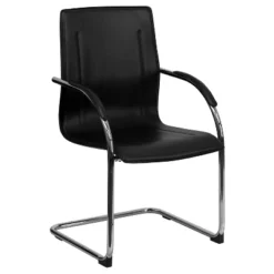 Emma And Oliver 4 Pack Black Vinyl Side Reception Chair W/ Chrome Sled Base - Lobby & Guest Seating -Home office GUEST 0b8bc4eb 9eae 4d4e 9b9c 6fbb76b6a0c8