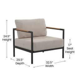 Emma And Oliver Aluminum Frame Patio Chair With Teak Arm Accents And Plush Cushions -Home office GUEST 0bde3dc7 3a33 4266 9def 82e636461f24