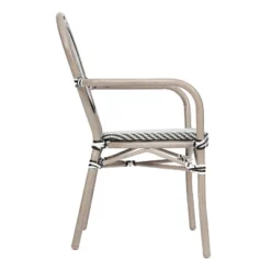 Emma & Oliver Massalia Set Of Four Indoor/Outdoor Stacking Thonet Bistro Style Chairs With Arms, Textilene Seat And Bamboo Finished Metal Frame -Home office GUEST 0cea37f0 8679 4d2d 9af2 451cba9c13b3