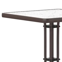 Emma And Oliver 23.5" Square Tempered Glass Metal Table With Smooth Ripple Design Top -Home office GUEST 0dd21439 99fb 4605 9446 150a73069fe0