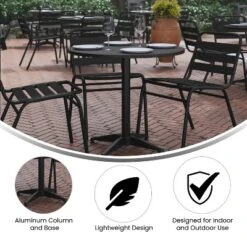 Emma And Oliver 31.5'' Round Aluminum Indoor-Outdoor Table Set With 4 Slat Back Chairs -Home office GUEST 0df794b8 0009 4ce3 9be0 727bcaefa6a1