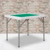 Emma And Oliver 34.5" Square 4-Player Folding Card Game Table With Green Felt And Cup Holders