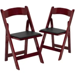 Emma And Oliver 2 Pack Wedding Party Event Wood Folding Chair With Vinyl Padded Seat -Home office GUEST 0ff26685 702e 4a6e 8252 4ac2e0335f1a