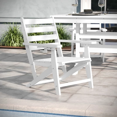 Emma And Oliver 7 PC Adirondack Dining Set With 72" Rectangle Indoor/Outdoor Recycled HDPE Table And 6 Chairs With Cupholders 8 Emma And Oliver 7 PC Adirondack Dining Set With 72" Rectangle Indoor/Outdoor Recycled HDPE Table And 6 Chairs With Cupholders - Image 8