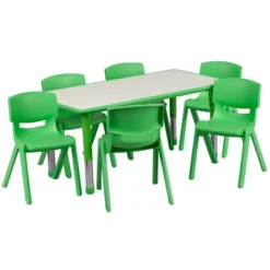 Emma And Oliver 23.625"W X 47.25"L Rectangular Plastic Height Adjustable Activity Table Set With 6 Chairs 29 Emma And Oliver 23.625"W X 47.25"L Rectangular Plastic Height Adjustable Activity Table Set With 6 Chairs -Home office GUEST 1011de92 1358 40ec 9e6a 3dc1e96cd79b
