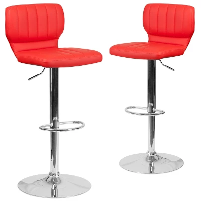 Emma And Oliver 2 Pack Contemporary Vinyl Adjustable Height Barstool With Vertical Stitch Back And Chrome Base 14 Emma And Oliver 2 Pack Contemporary Vinyl Adjustable Height Barstool With Vertical Stitch Back And Chrome Base - Image 14