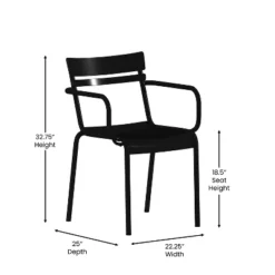 Emma And Oliver Powder Coated Steel Stacking Dining Chair With Arms And 2 Slat Back For Indoor-Outdoor Use -Home office GUEST 10fd9225 a36c 4f9a a66f 8819fb06287c