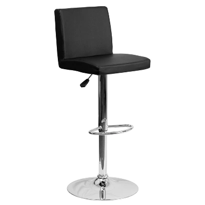 Emma And Oliver Panel Back Adjustable Height Barstool With Chrome Base 11 Emma And Oliver Panel Back Adjustable Height Barstool With Chrome Base - Image 11