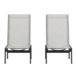 Emma And Oliver Set Of 2 Textilene Adjustable 5 Position Patio Chaise Lounge And Metal Frame -Home office GUEST 11e30f67 1a0f 4a25 8e68 13d1846e82c5