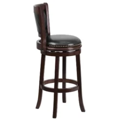 Emma And Oliver 29"H Panel Back Cappuccino Wood Swivel Seat Barstool -Home office GUEST 124eadd0 56de 40a8 af5a 4d55609528bd