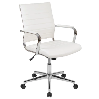 Emma And Oliver Mid-Back LeatherSoft Ribbed Executive Swivel Office Chair - Desk Chair 14 Emma And Oliver Mid-Back LeatherSoft Ribbed Executive Swivel Office Chair - Desk Chair - Image 14