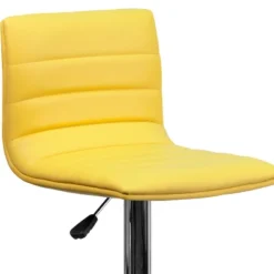 Emma And Oliver Yellow Vinyl Adjustable Height Barstool - Horizontal Stitch Back -Home office GUEST 152f7e4b e069 4833 bda5 75bca455b24f