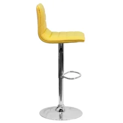 Emma And Oliver Yellow Vinyl Adjustable Height Barstool - Horizontal Stitch Back -Home office GUEST 15a6b60e 1e6d 45aa ad23 634e5a039e39
