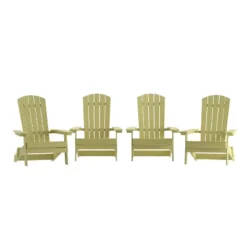 Emma And Oliver Set Of 4 Indoor/Outdoor Poly Resin Folding Adirondack Chairs, All-Weather Chairs For Porch, Patio, Or Sunroom -Home office GUEST 15cda143 058a 45d8 b337 72224b0dc307