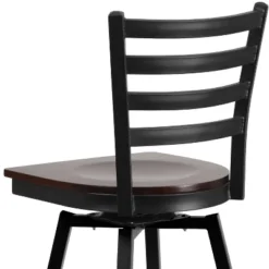 Emma And Oliver Black Ladder Back Swivel Metal Restaurant Dining Barstool -Home office GUEST 15e96793 1f62 42af b281 3abfadc274b6