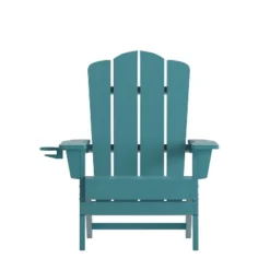 Emma And Oliver Adirondack Chair With Cup Holder, Weather Resistant HDPE Adirondack Chair -Home office GUEST 161478d6 4a27 4179 9290 971848a7d64d