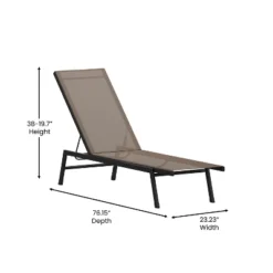 Emma And Oliver Set Of 2 Textilene Adjustable 5 Position Patio Chaise Lounge And Metal Frame -Home office GUEST 164389a9 9f09 4b60 895e 22394550dcad