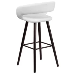 Emma And Oliver 2 Pk. 29'' High Contemporary Vinyl Barstool With Cappuccino Wood Frame -Home office GUEST 17046e84 f14a 4747 8a96 81ee6906e2f8