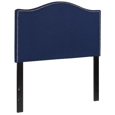 Emma And Oliver Upholstered Twin Size Headboard With Nailtrim In Navy Fabric 2 Emma And Oliver Upholstered Twin Size Headboard With Nailtrim In Navy Fabric - Image 2