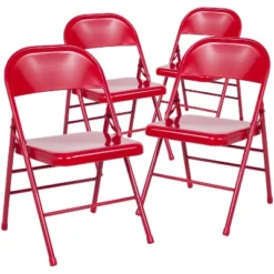 Emma And Oliver 4 Pack Triple Braced & Double Hinged Metal Folding Chair -Home office GUEST 18569b51 d7b0 4176 b7f0 08be7672d468